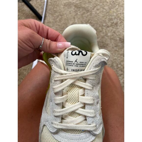 Womens JORDAN MA2 'PALE IVORY VOLT' neon suede chunky sole SZ 6 tennis shoes - Picture 11 of 11